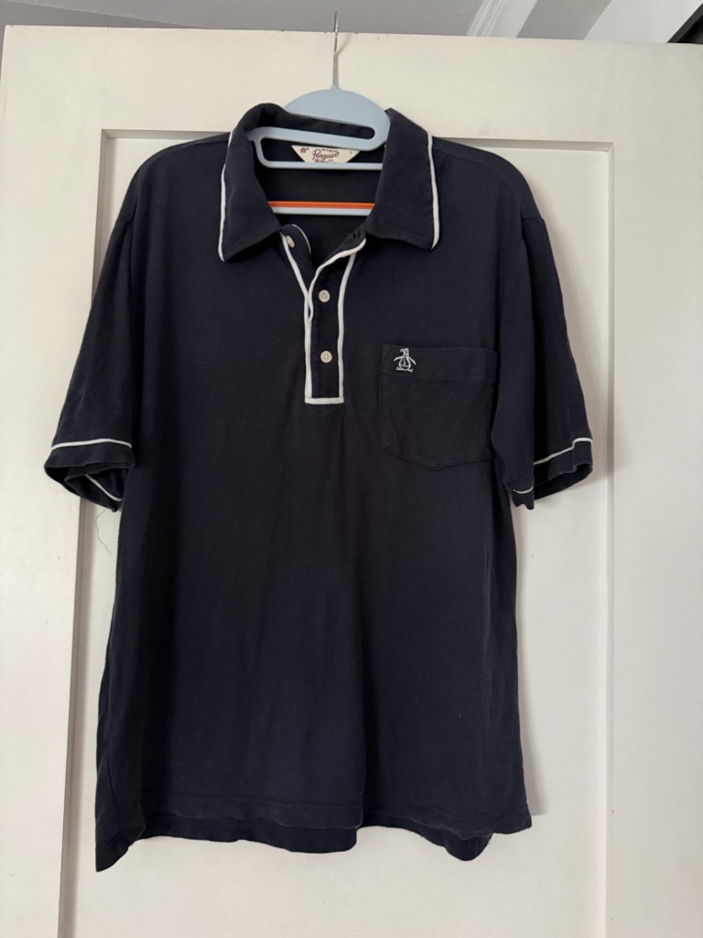 Original Penguin Navy Polo with White Trim Accents